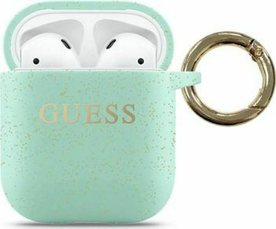 Guess Logo Silicone Case with Keychain Green for Apple AirPods