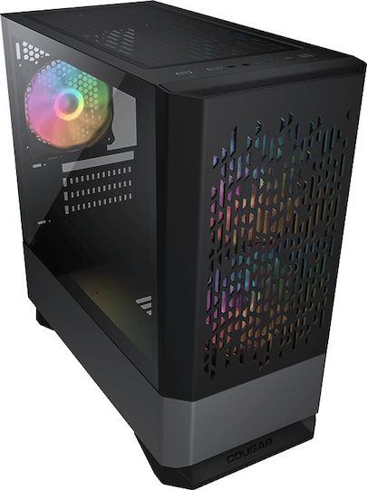 Cougar MG140 Air Gaming Mini Tower Κουτί Υπολογιστή με Πλαϊνό Παράθυρο και RGB Φωτισμό Μαύρο