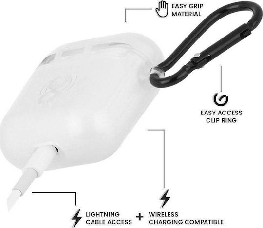 Case-Mate Hook Ups Hülle Silikon mit Haken in Weiß Farbe für Apple AirPods 1 / AirPods 2
