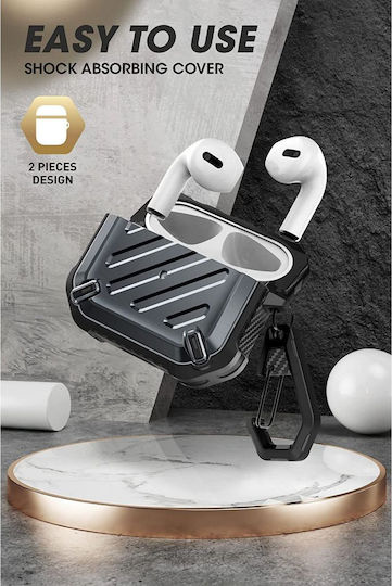 Supcase Unicorn Beetle Pro Plastic Case with Keychain Black for Apple AirPods 3