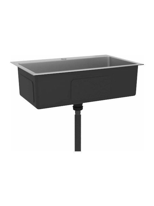 vidaXL Ένθετος Νεροχύτης Inox Σατινέ Μ70xΠ44cm Ασημί
