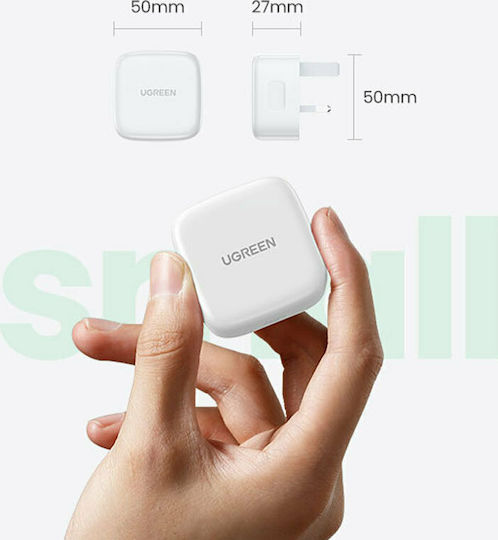 Ugreen Charger Without Cable with USB-C Port 20W Power Delivery / Quick Charge 4+ Whites (CD137)