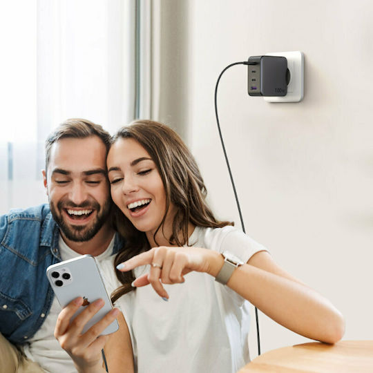 Ugreen GaN Wireless Charger with USB-A Port and 3 USB-C Ports 100W Power Delivery / Quick Charge 4+ Black (CD226)