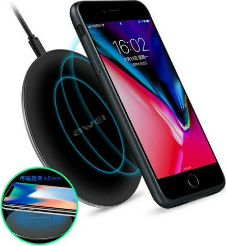 Awei Ασύρματος Φορτιστής (Qi Pad) Μαύρος (W6)