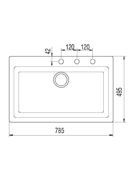 Crown R-81 Economic 6881 6881-71 Drop-In Sink Synthetic Granite W78.5xD49.5cm Granite Black