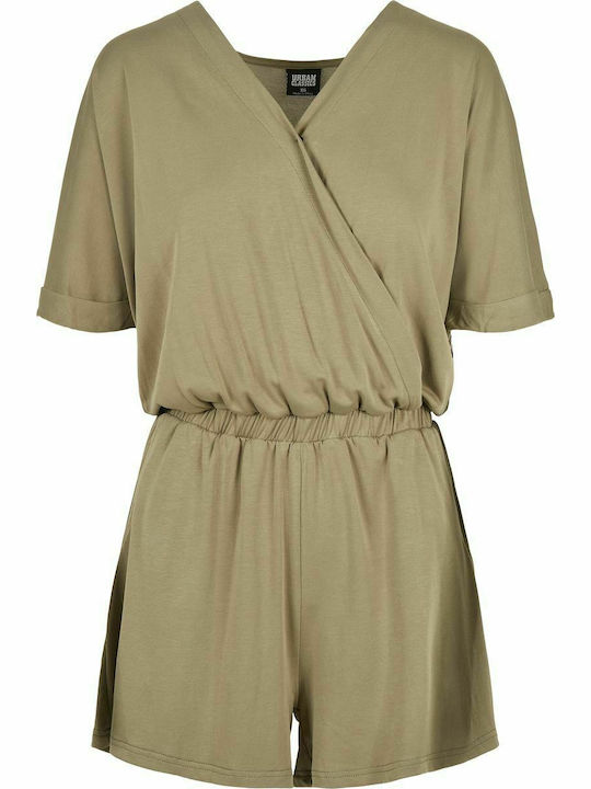TB4370 Women's Short Sleeve One-piece Shorts Khaki