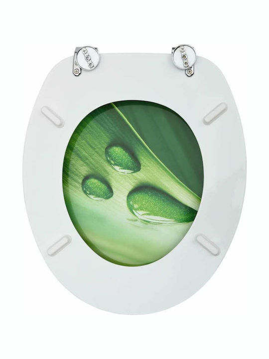 vidaXL Wooden Toilet Seat Green Drops 42.5cm