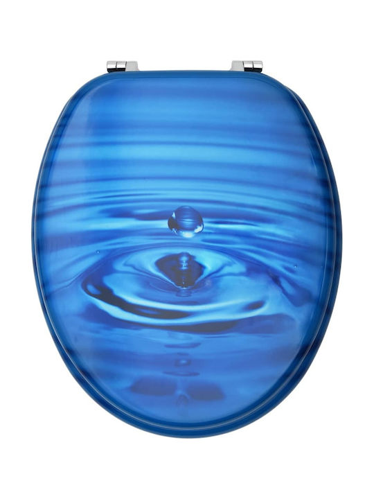 vidaXL Wooden Toilet Seat Blue Drops 43.7cm