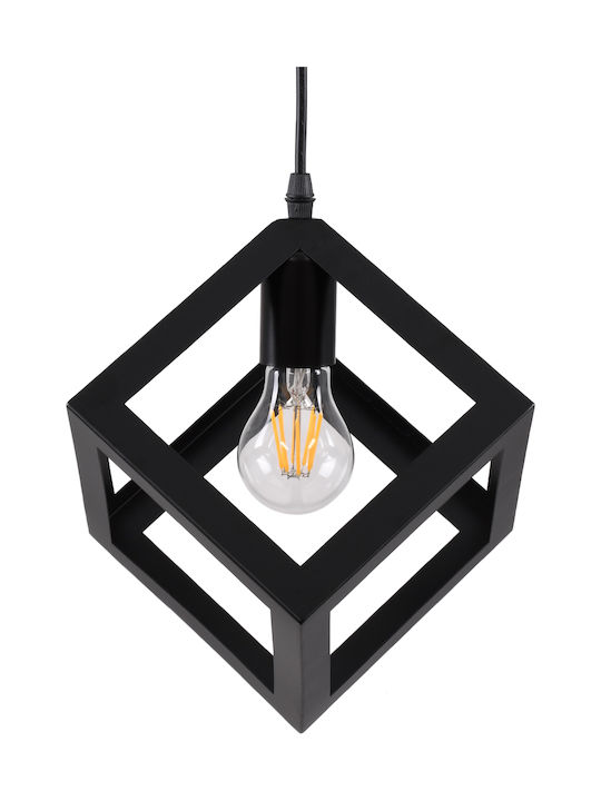 GloboStar Cube Adjustable Pendant Ceiling Light Black Grid with E27 Socket 25x25x25cm