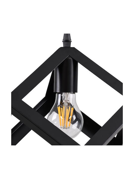 GloboStar Cube Adjustable Pendant Ceiling Light Black Grid with E27 Socket 25x25x25cm