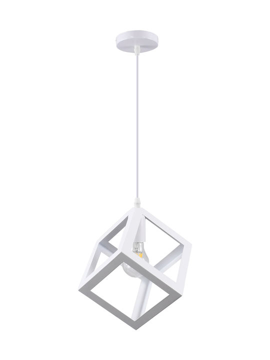 GloboStar Cube Pendant Light Suspension for Socket E27 White