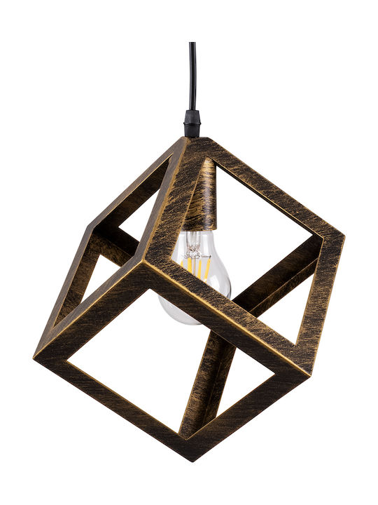 GloboStar Cube Pendant Light Bronze with Socket E27 25cm