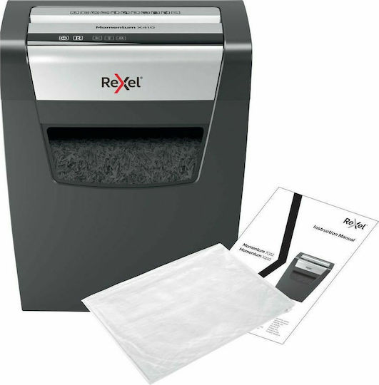 Rexel Distrugător de Documente Momentum X410 P4 Tăiere transversală 10 Foi cu Coș 23lt