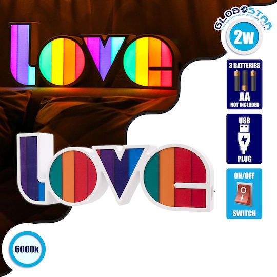 GloboStar Colors Decorative Lamp Love Multicolour