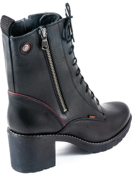 Leather Women's Ankle Boots with Medium Heel Black