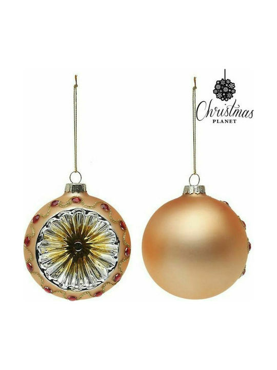 BigBuy Christmas Crystal Ball Ornament Gold 8x8cm 2pcs