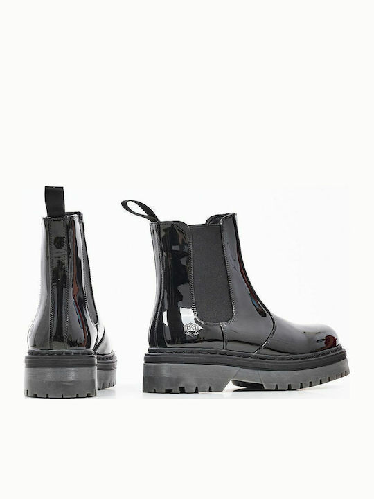 Elyse Women's Patent Leather Chelsea Boots Black