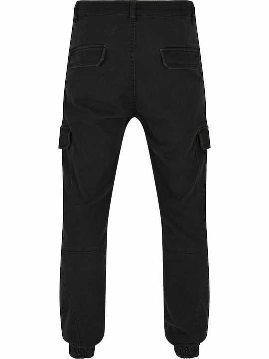 Trousers Cargo Elastic in Straight Line Black
