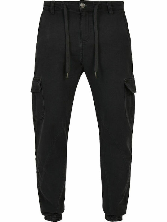 Trousers Cargo Elastic in Straight Line Black