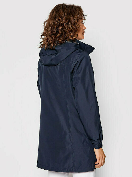 Helly Hansen Aden Women's Long Sports Jacket Waterproof for Winter with Detachable Hood Navy Blue