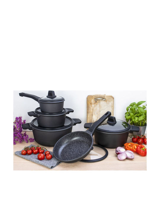 Edenberg Cookware Set of Aluminum with Ceramic Coating Black 10pcs