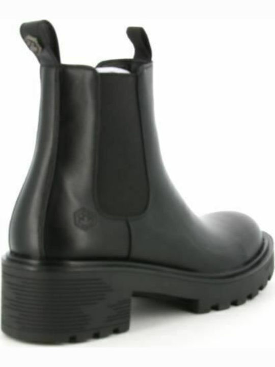 Ramone Beatles Leather Women's Chelsea Boots with Medium Heel Black