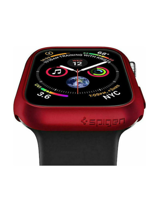 Spigen Thin Fit Plastic Case with Tempered Glass Red Colour for Apple Watch 44mm
