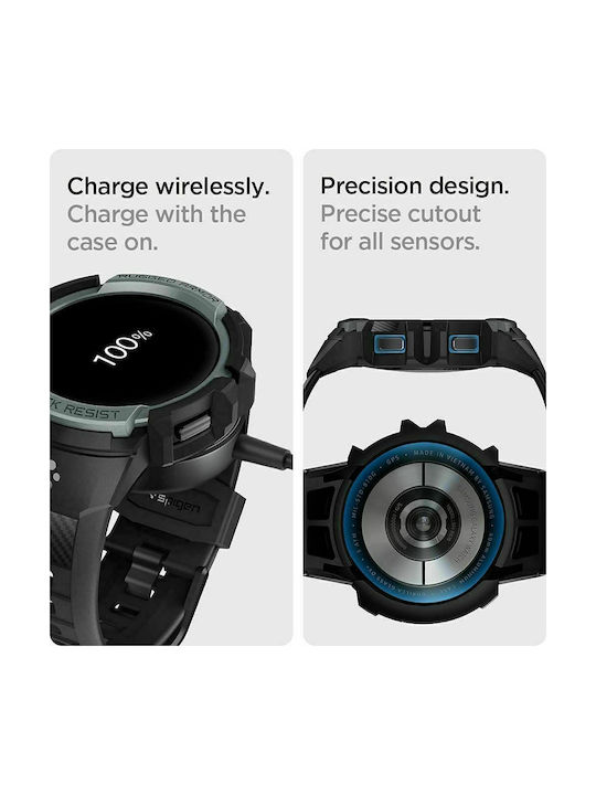 Spigen Rugged Armor Pro Silicone Case in Gray color for Galaxy Watch 4 44mm