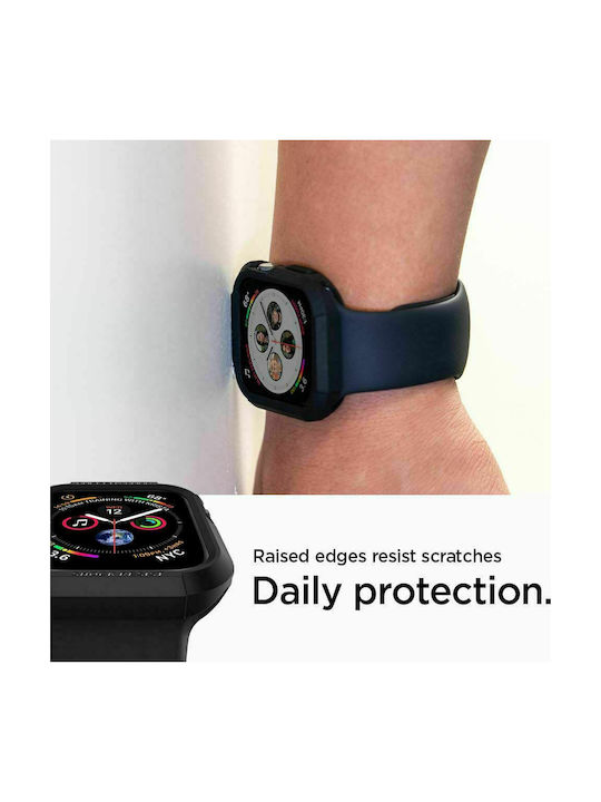 Spigen Rugged Armor Silicone Case in Black color for Apple Watch 44mm