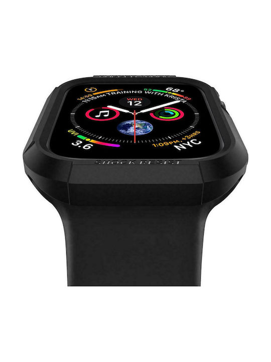 Spigen Rugged Armor Silicone Case in Black color for Apple Watch 44mm