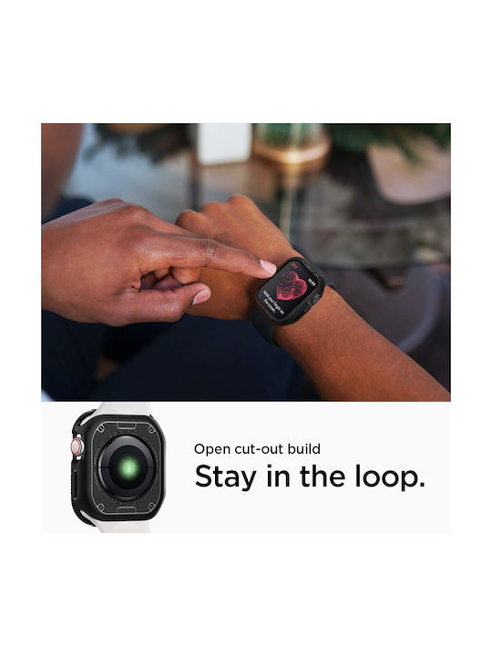 Spigen Rugged Armor Silicone Case in Black color for Apple Watch 44mm