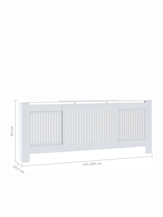 vidaXL Калориферен Капак от MDF Бял Разтегаем 205x20.5x82см