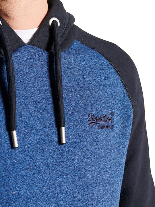 Ovin Vintage Sweatshirt with Hood Bright Blue Marl / Eclipse