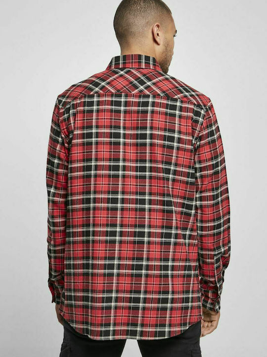 Urban Classics Men's Shirt Long Sleeve Flannel Checked Red / Black