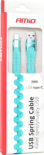AMiO Spiral USB 2.0 Cable USB-C male - USB-A Τιρκουάζ 1.2m 02531