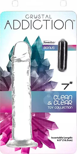 BMS Factory Addiction Crystal Clean & Clear Toy Collection PowerBullet Bonus Mini Ρεαλιστικός Δονητής 18cm Διάφανος