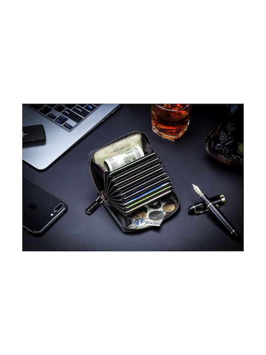 Leather Men's Wallet Cards with RFID Black