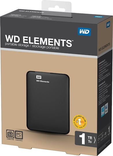 Western Digital Elements Portable USB 3.0 External 2.5" HDD 1TB Black
