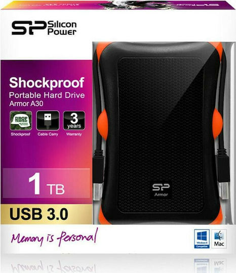 Silicon Power Armor A30 USB 3.0 Външен HDD 1TB 2.5" Черно/оранжево