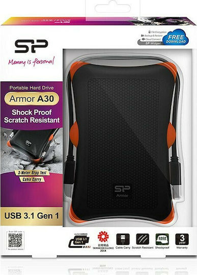 Silicon Power Armor A30 USB 3.0 External 2.5" HDD 2TB Black / Orange