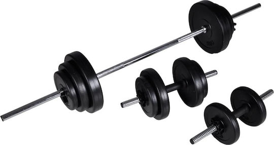 vidaXL Multifunktionales Trainingsgerät mit Gewichten 27.5kg mit Langhantel und Kurzhantel Set 30,5kg