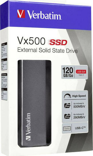 Verbatim Vx500 USB 3.1 / USB-C External M.2 SSD 120GB Gray