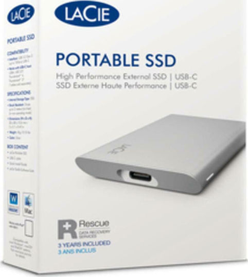 Lacie Portable SSD v2 USB-C 500GB 2.5" Ασημί