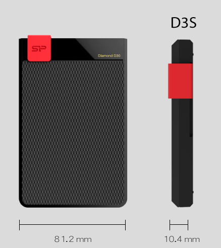 Silicon Power Diamond D30 D3S USB 3.1 External 2.5" HDD 2TB Black