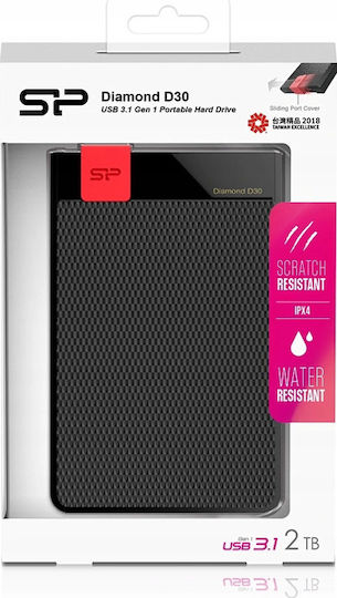 Silicon Power Diamond D30 D3S USB 3.1 External 2.5" HDD 2TB Black