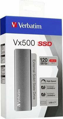 Verbatim Vx500 USB 3.1 / USB-C Εξωτερικός SSD 480GB M.2 Ασημί