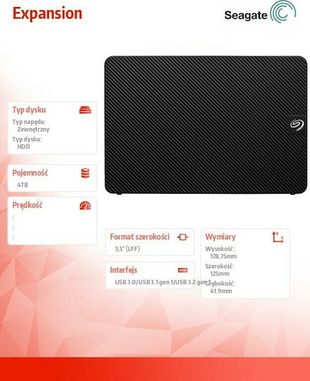 Seagate Expansion Desktop USB 3.0 Externe HDD 4TB 3.5" Schwarz