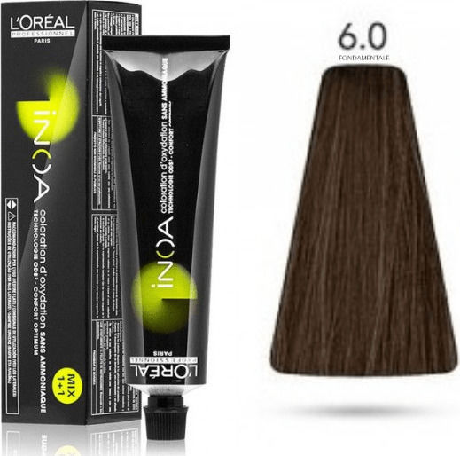 L'Oréal Professionnel Inoa Βαφή Μαλλιών Χωρίς Αμμωνία 6.0 Ξανθό Σκούρο Βαθιάς Κάλυψης 60ml