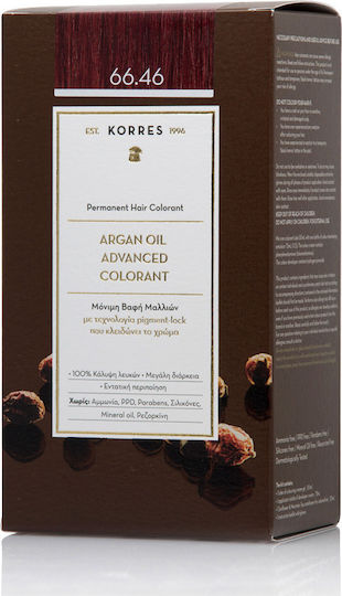 Korres Argan Oil Advanced Colorant Боя за Коса Без Амоняк 66.46 Интензивно Бордо Червено 50ml