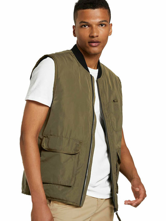 Sleeveless Jacket Bomber Dry Greyish Olive